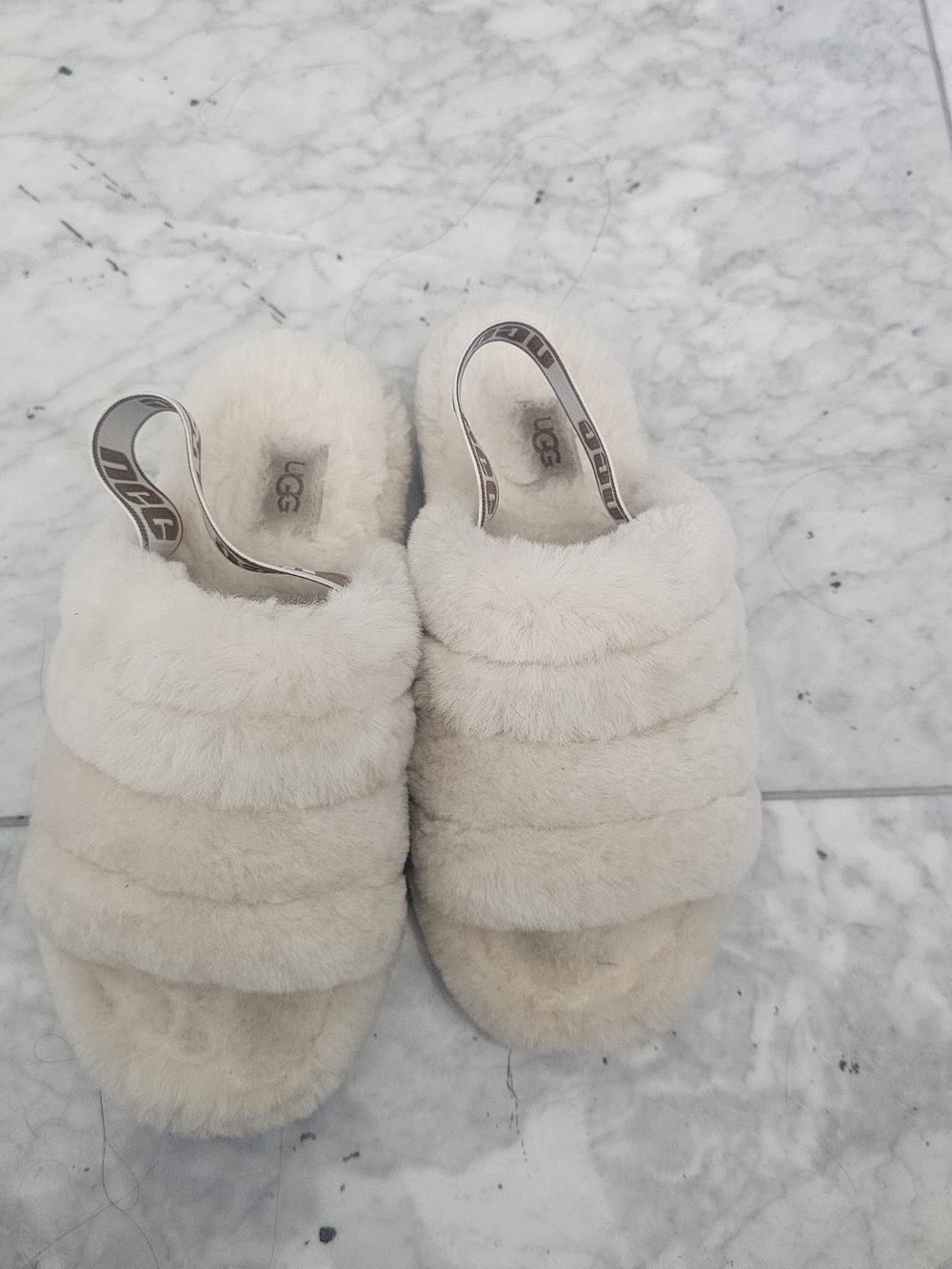UGG Women's Fluff Slide Slingback in Off-White